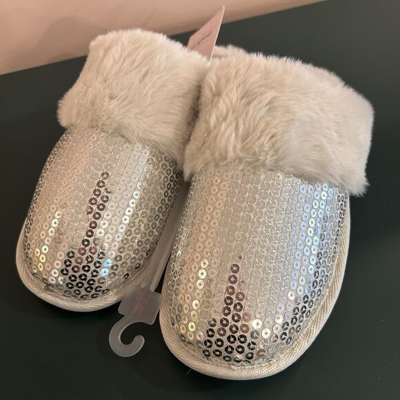 Auden Silver Sequin Slippers Womens 9/10 Sparkly New Year Christmas Bridal Party - Picture 2 of 3